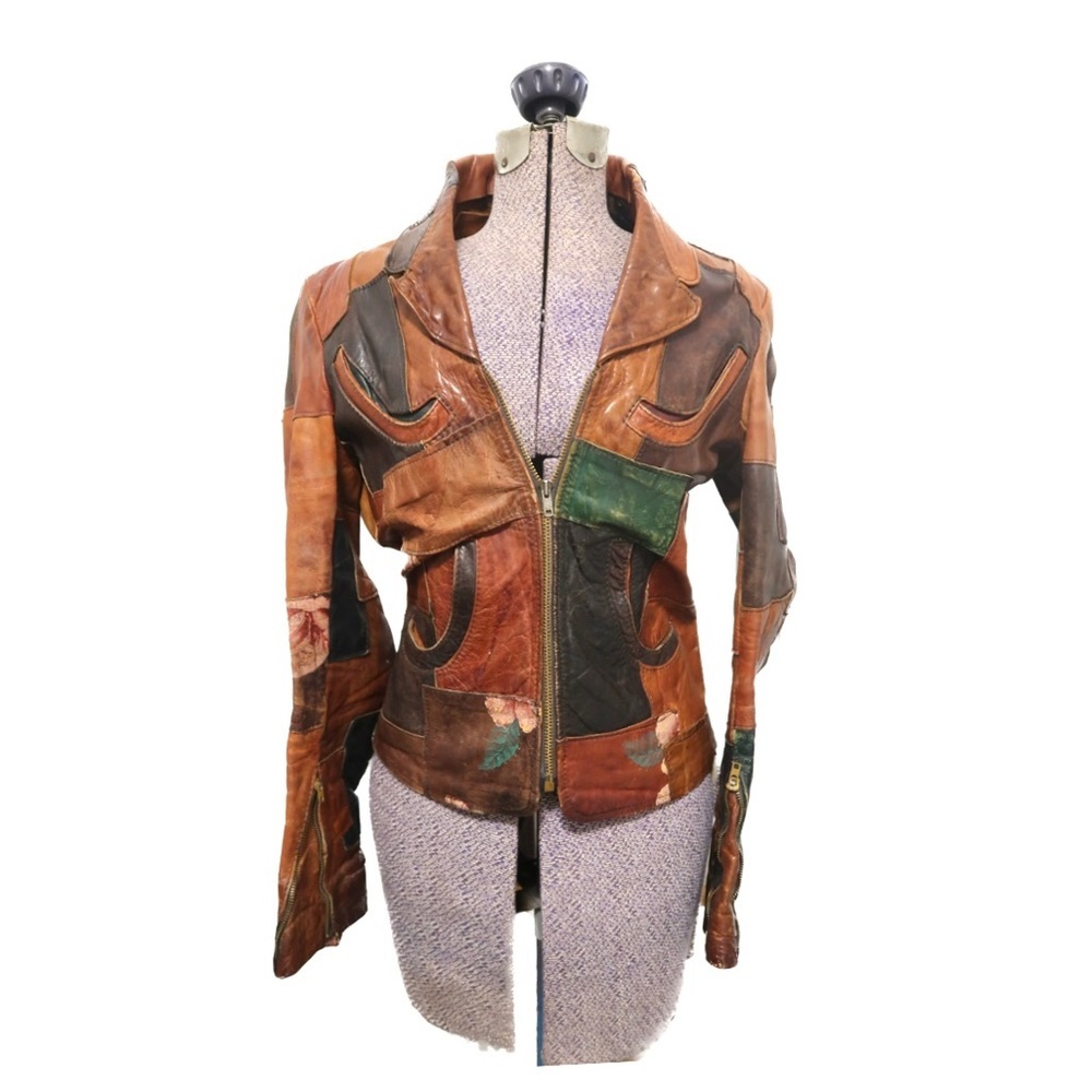 RARE Leather Rose Patchwork Jacket